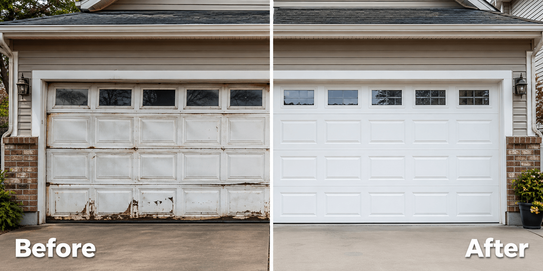 Before and after garage door repair Yakima